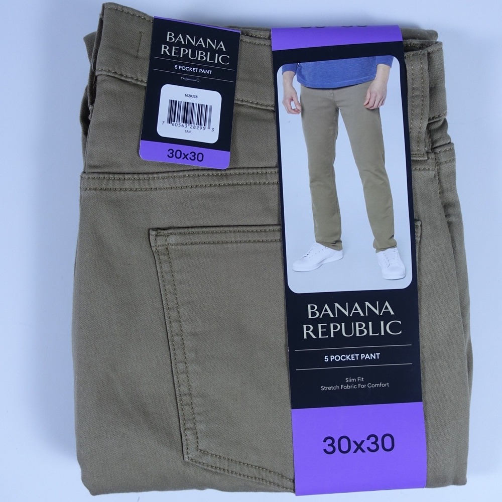 Banana Republic Mens Slim Fit 5 Pocket Pant Tan 30x30 1620338